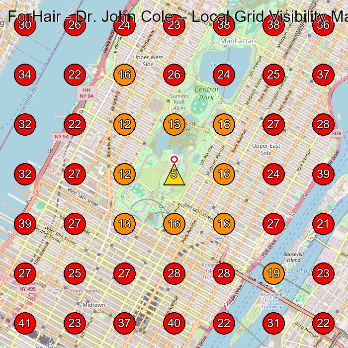 ForHair - Dr. John Cole GeoGrid visibility map for Medical Spa in New York